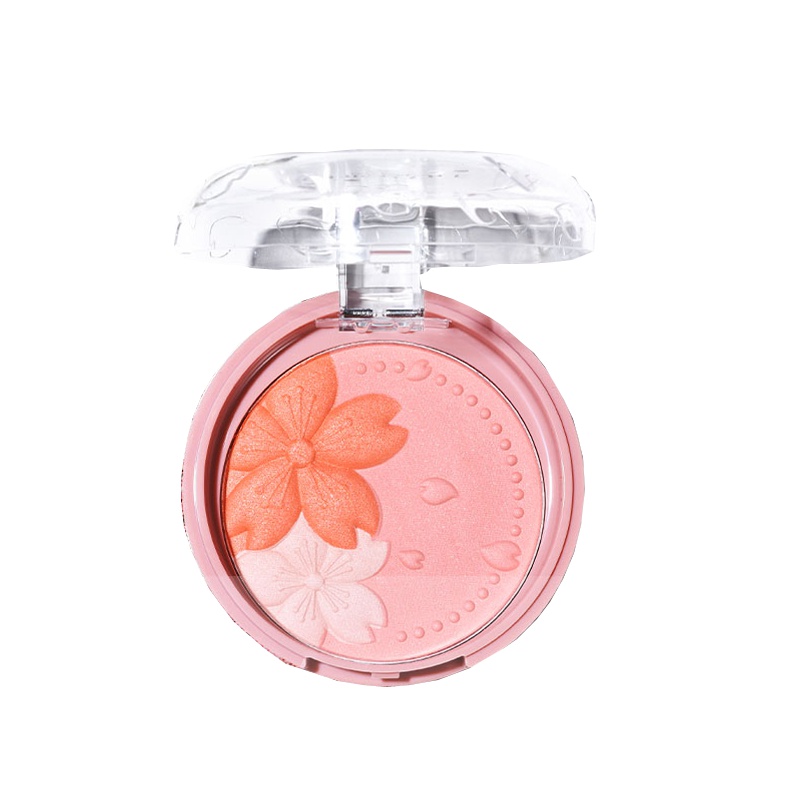 稚优泉樱花三色花瓣腮红裸妆修容保湿提亮肤色橘色晒红膏盘自然女03