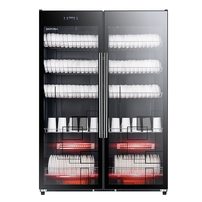 帅人（sazn）大容量消毒柜家用商用厨房对开门立式 台式柜式餐厅食堂酒店学校消毒柜触控操作910T-A01-X