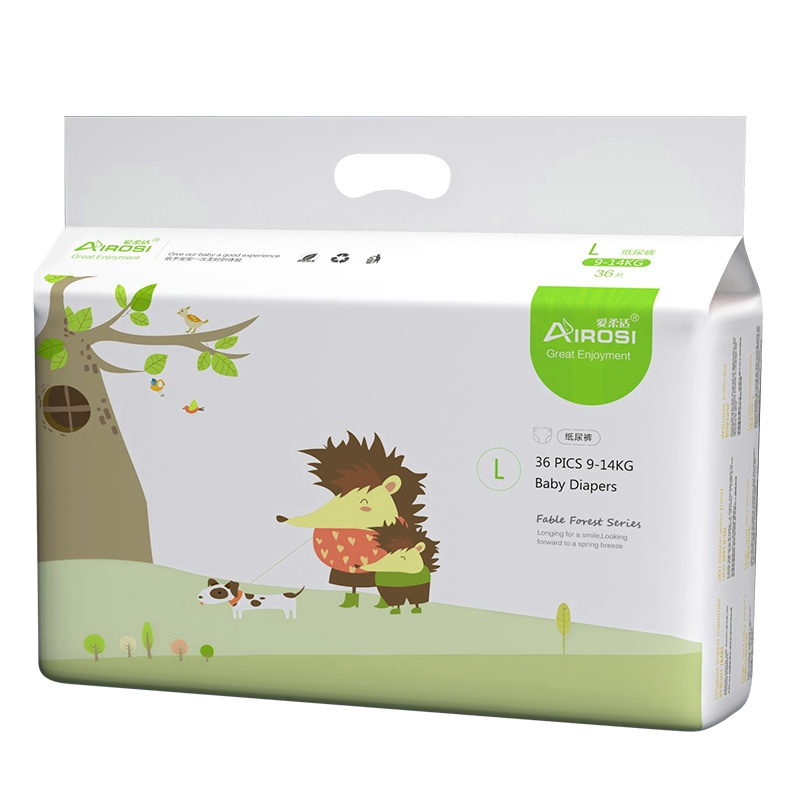 爱柔适AIROSI 童话森林纸 尿裤 尿不湿 四季透气 薄至0.16cm 柔软亲肤 婴儿纸尿裤 L码 36片