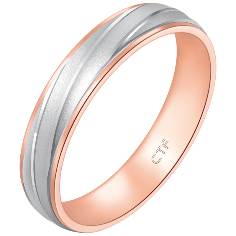 周大福情约系列简约时尚18K金/铂金戒指/情侣对戒/男 PT160927