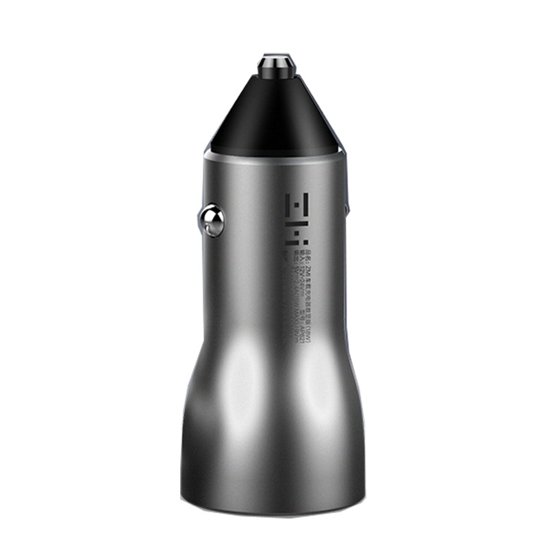 ZMI 18W 数显快充车充 小米车载充电器 电瓶电压监测 双USB输出 手机平板通用汽车充电器 AP621 银色