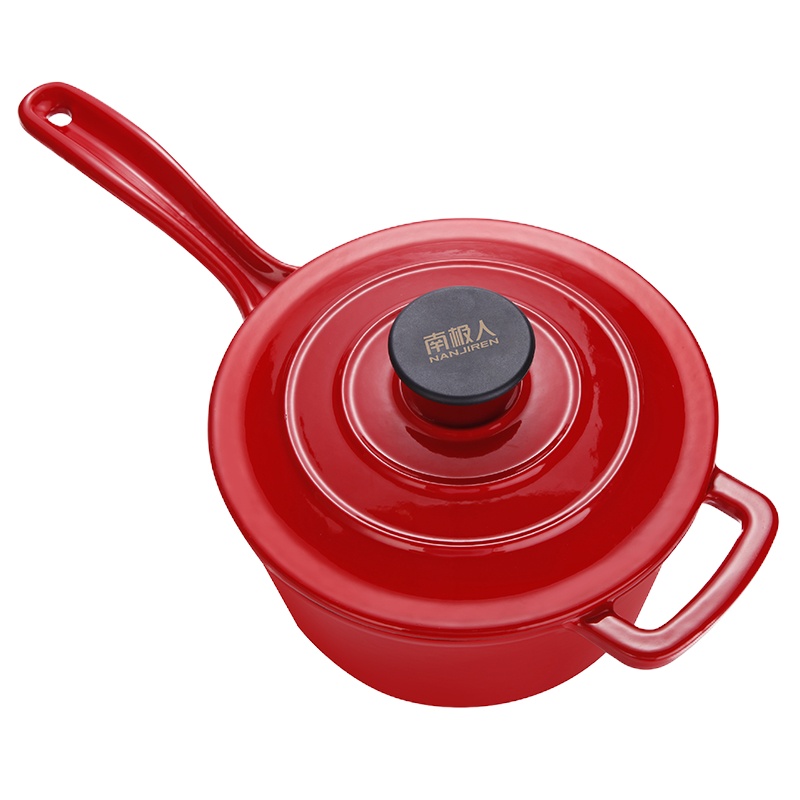 南极人珐琅铸铁奶锅20cm樱桃红NJR-FL006