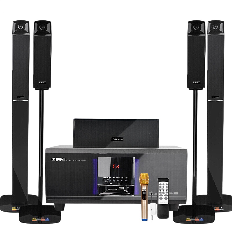 现代HYUNDAI 家庭影院音响组合 KTV套装模拟5.1音响设备客厅电视卡拉OK音响 H5家庭影院+万利达VT16