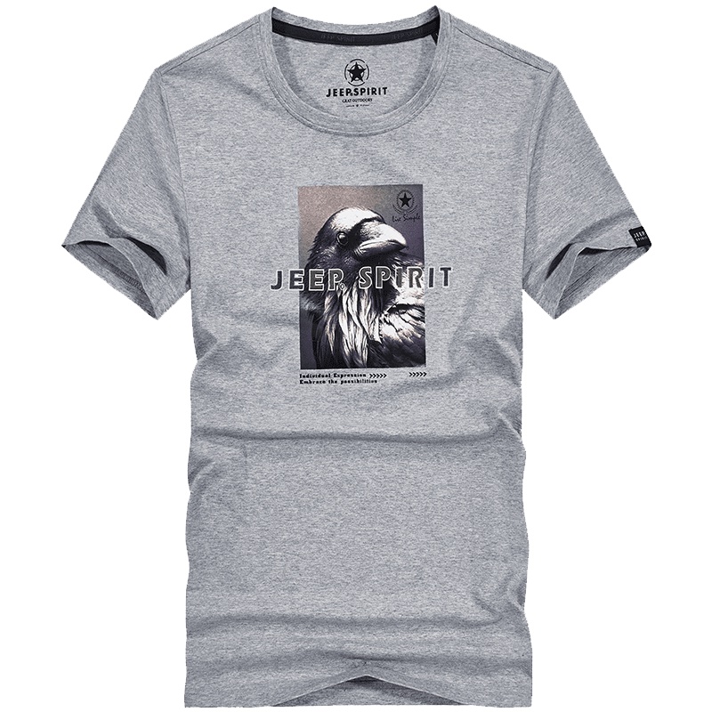 JEEP/吉普 短袖t恤男夏季大码宽松男士圆领体恤印花半袖男装上衣