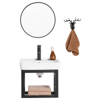 洗手盆柜组合卫生间小户型黑色挂墙式洗手台台上盆阳台支架洗面盆安心抵