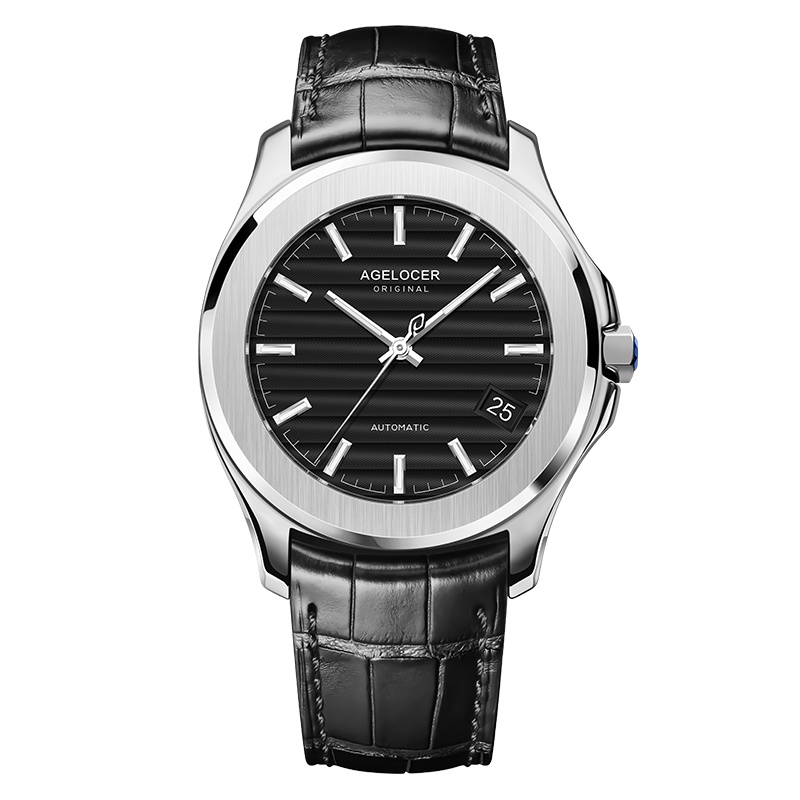 瑞士Agelocer艾戈勒手表 男士全自动机械表 男休闲商务正装男表 真皮夜光手表 瑞士手表 baikal A6301