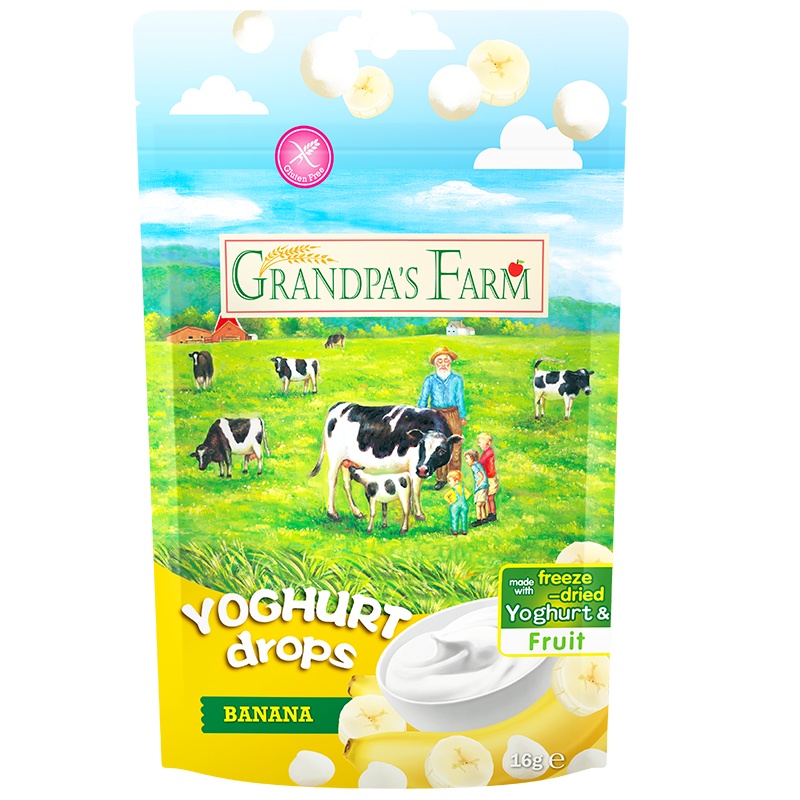 爷爷的农场 婴幼儿宝宝零食进口益生菌酸奶溶豆 香蕉酸奶溶豆 16g/袋