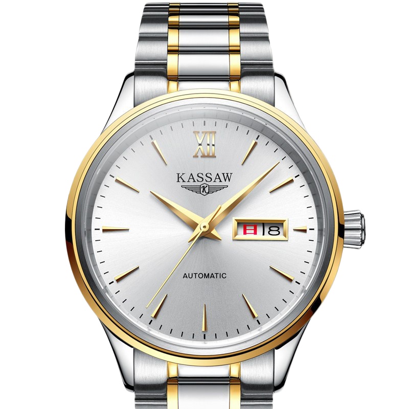 卡梭(KASSAW)手表男士自动机械表男表防水钢带时尚日历商务男士手表 K883