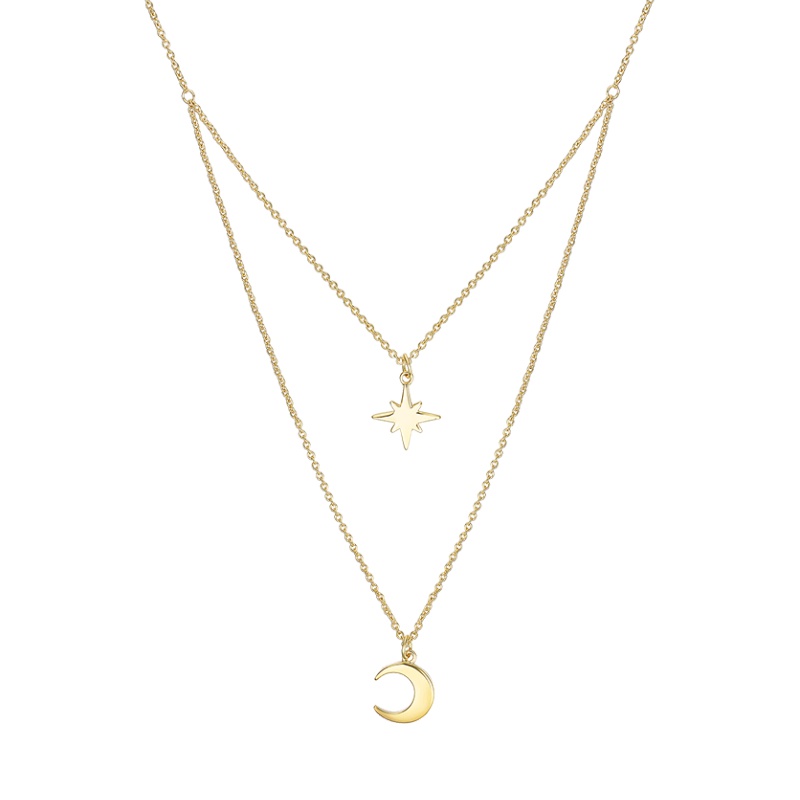 MYFD 项链女18K包金沙漠系列之星月同辉双层项链MYN192114GP