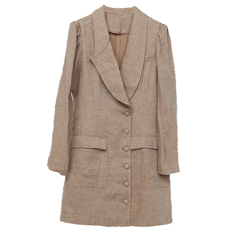 ENJOY'ME纯色连衣裙20女装春季新品腰带荷花边领系扣