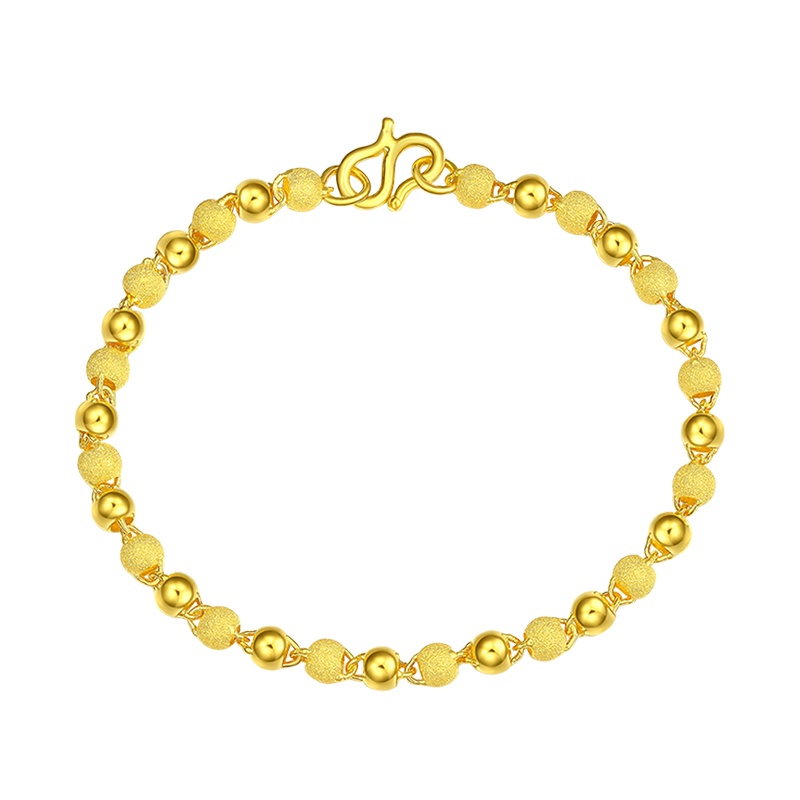 潮宏基 金碧 足金手饰圆珠黄金手链女简约 计价工费240元