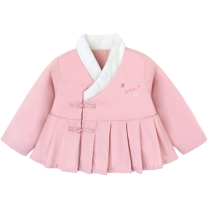 英氏儿童外套男女宝宝汉服针织国风绣花上衣2020新款秋装YRWBJ30474A01