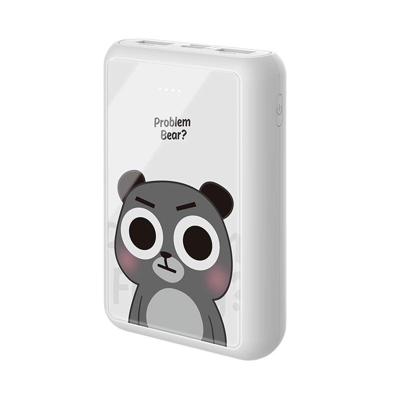 KIVEE 可逸 10000毫安移动电源IP款可爱卡通情侣款移动电源超薄小巧PI52 白色 问号鼠情侣女款