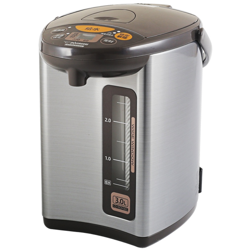 象印(ZO JIRUSHI) CD-WDH30C 日本象印家用保温电热水瓶不锈钢快速加热自动出水电热水壶 金属灰色 3L