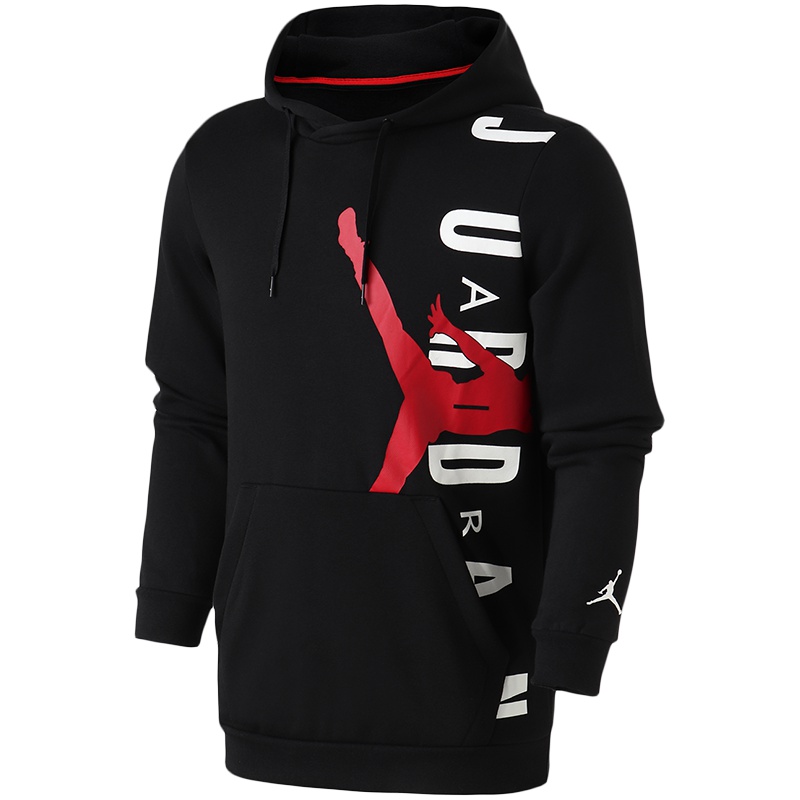 耐克男装卫衣Jordan连帽长袖针织时尚休闲运动服AO0447 L CD5871-010黑+健身红