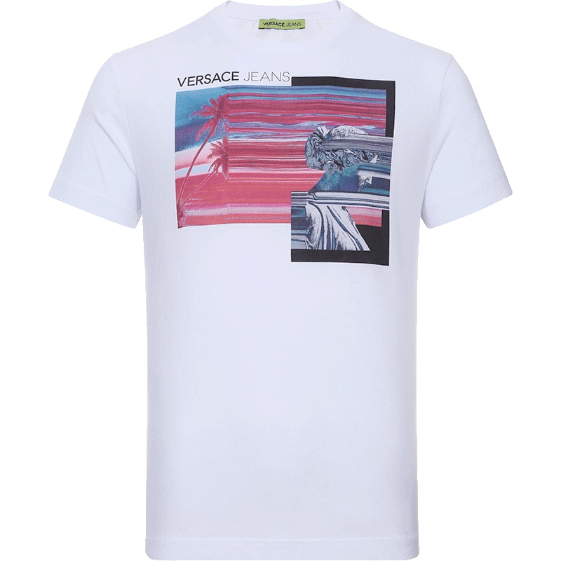 Versace JEANS 范思哲 男士印花棉质圆领短袖T恤 B3GTA71G 30134