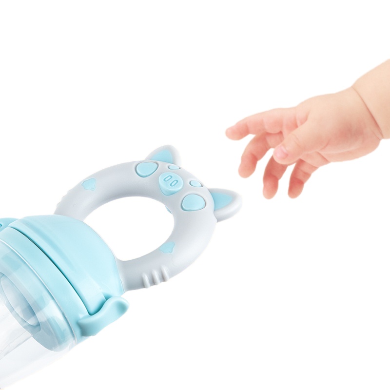 蓄聪咬咬乐果蔬乐食物吃水果磨牙棒宝宝婴儿6-12个月辅食袋器牙胶 粉小猪+蓝小猪+草莓+大小网袋+辅食剪+防掉链+收纳盒