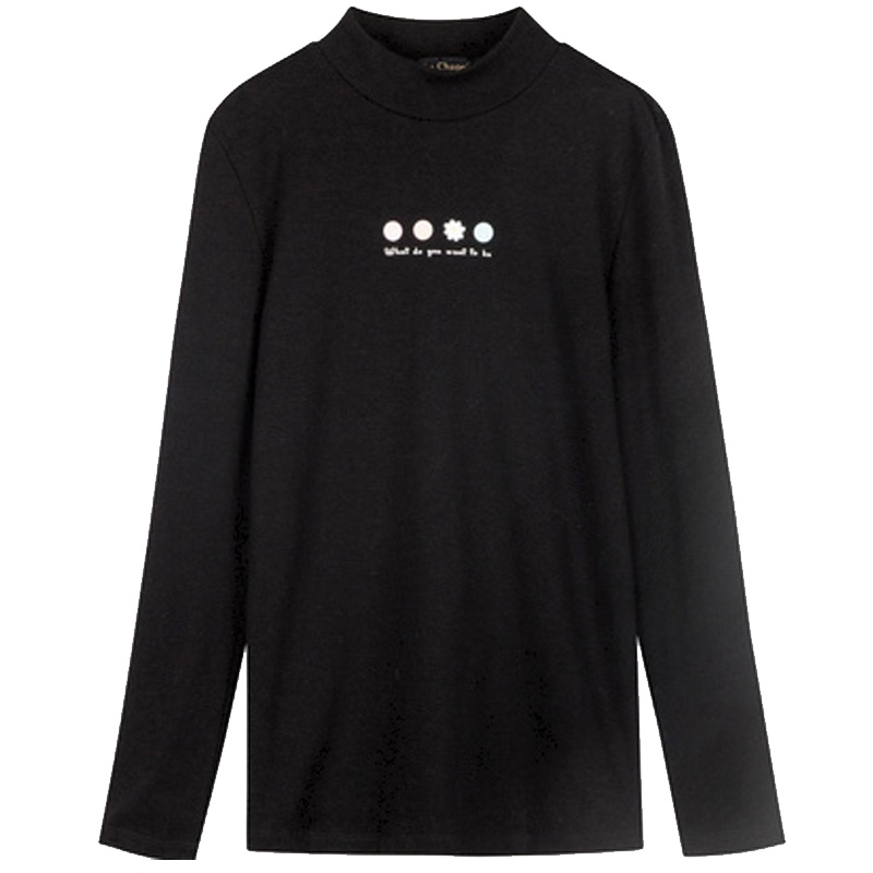 【专柜同款】拉夏贝尔白色印花打底衫2019秋冬季女内搭上衣长袖修身套头针织衫10024297