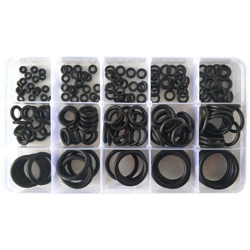 海斯迪克 HK-721 防水密封胶圈 氟胶盒装耐油NBR丁晴橡胶套装 耐高温 垫圈 丁晴O型圈国标200个