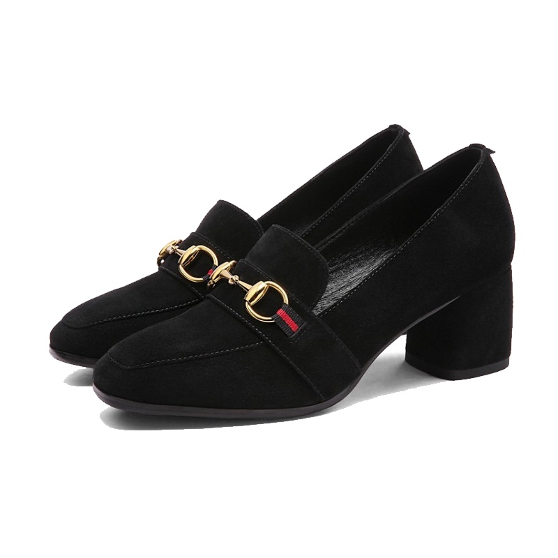 格瑞迪欧英伦风小皮鞋女小码春秋中跟百搭两穿可踩头层牛皮34码单鞋560