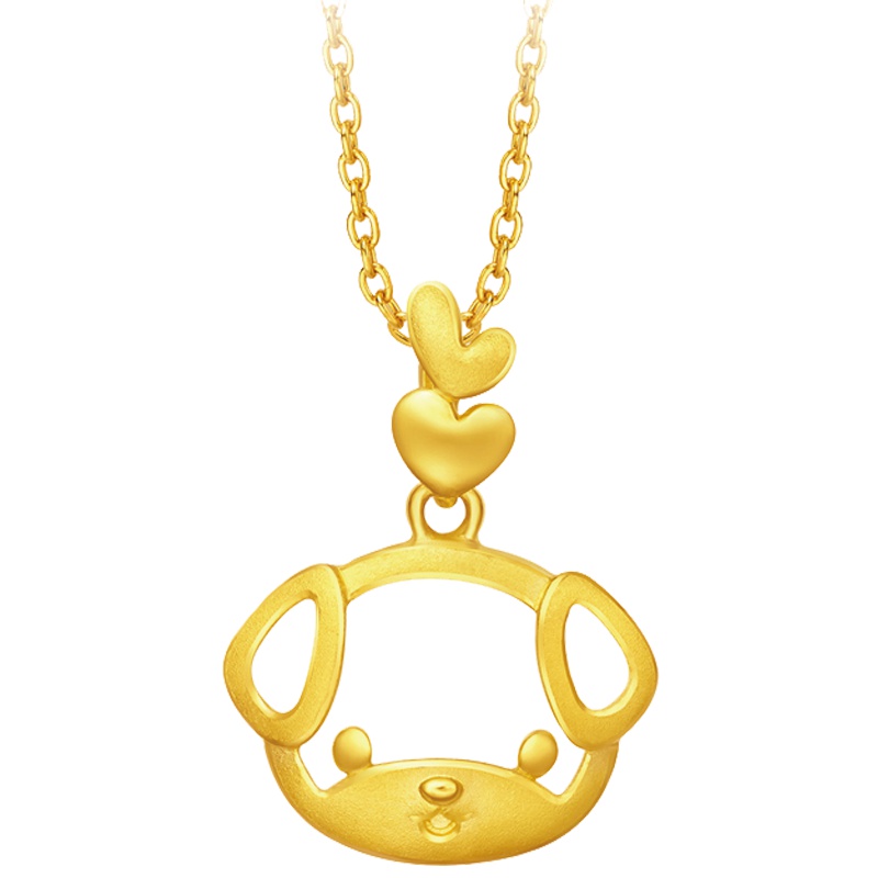 周大福十二生肖狗开开心心足金黄金吊坠计价（足金工费68元）F205804