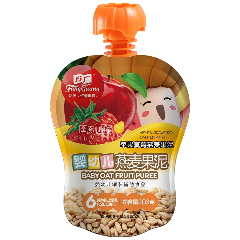 方广 婴儿辅食 苹果草莓燕麦颗粒果泥103g/袋装 果汁泥(6个月以上婴幼儿适用)