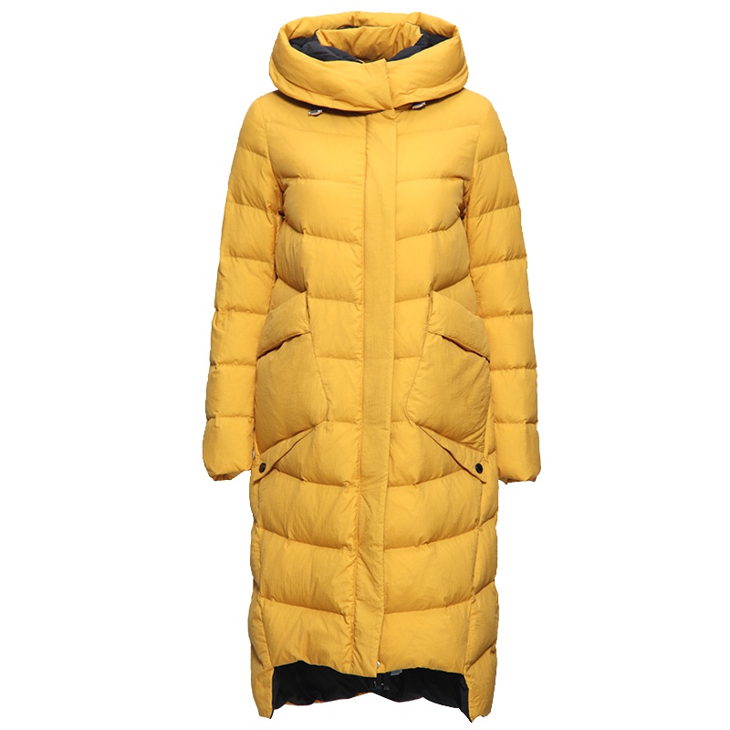 坦博尔冬季新女款羽绒服女中长款印花韩版时尚羽绒衣外套TB3716