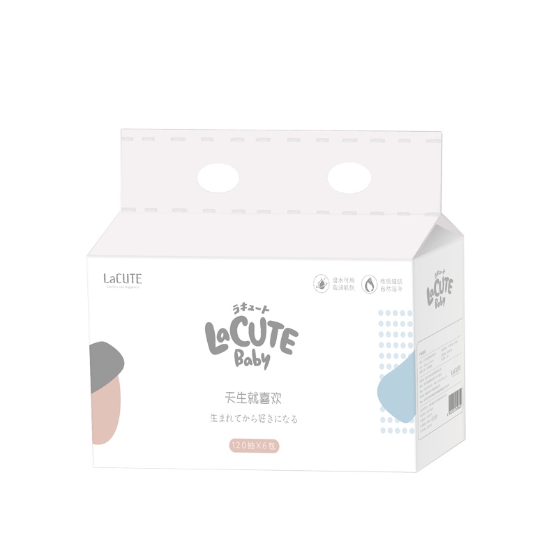 乐可爱抽纸面巾纸干纸巾120抽*6(单提)