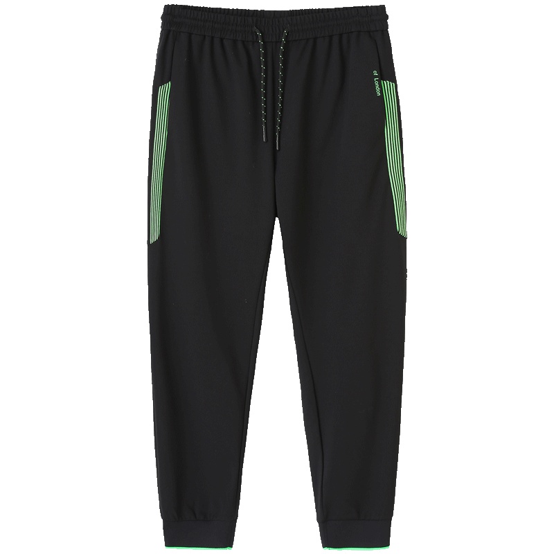 马克华菲男装2018夏季新款休闲九分裤男拼接针织裤