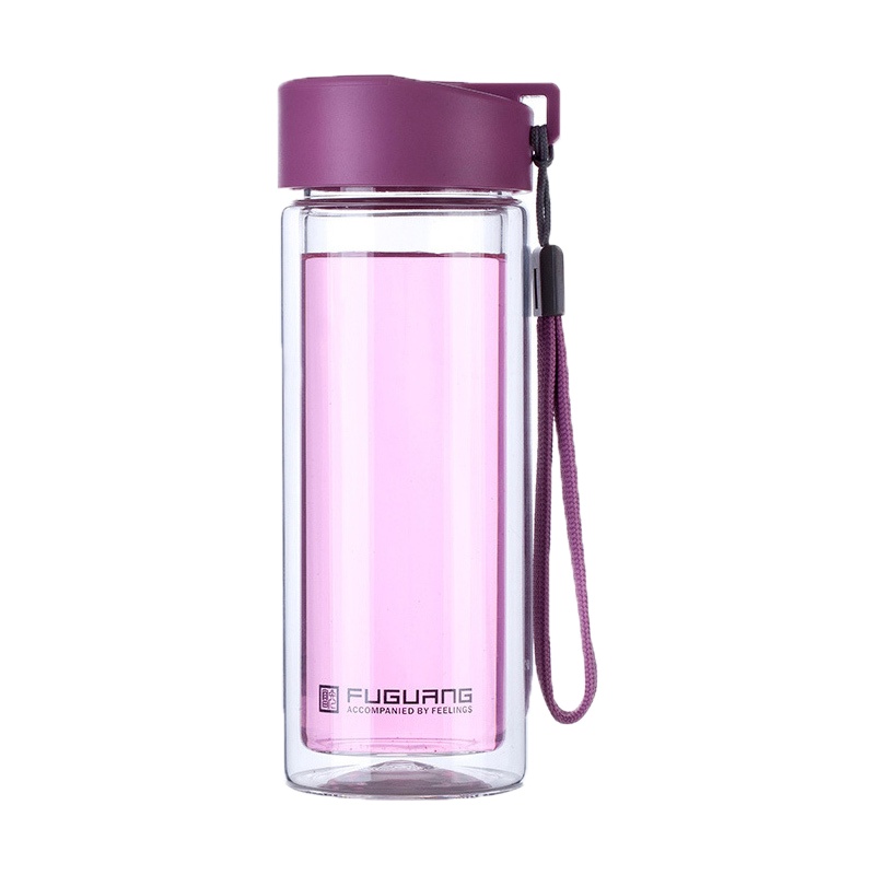 [苏宁自营]富光 G1311-350 糖果色创意情侣双层玻璃杯 350ML