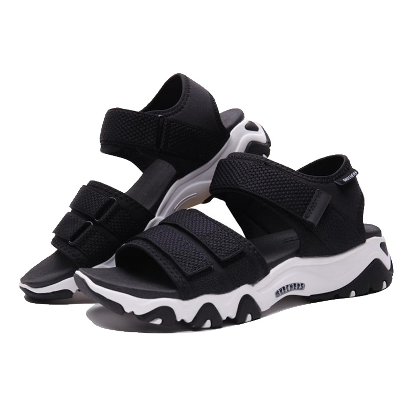 斯凯奇女鞋休闲运动厚底熊猫鞋防滑透气凉鞋88888180/B LK