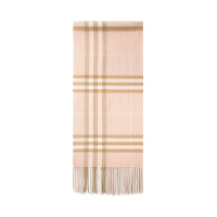 2020新款 BURBERRY 博柏利 男女通用款典藏米色羊绒格纹围巾 淡粉色拼色8016394