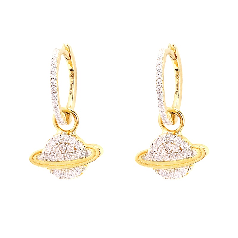 APM Monaco 时尚银镶晶钻星球耳环女 设计感耳饰品 长款耳坠耳饰