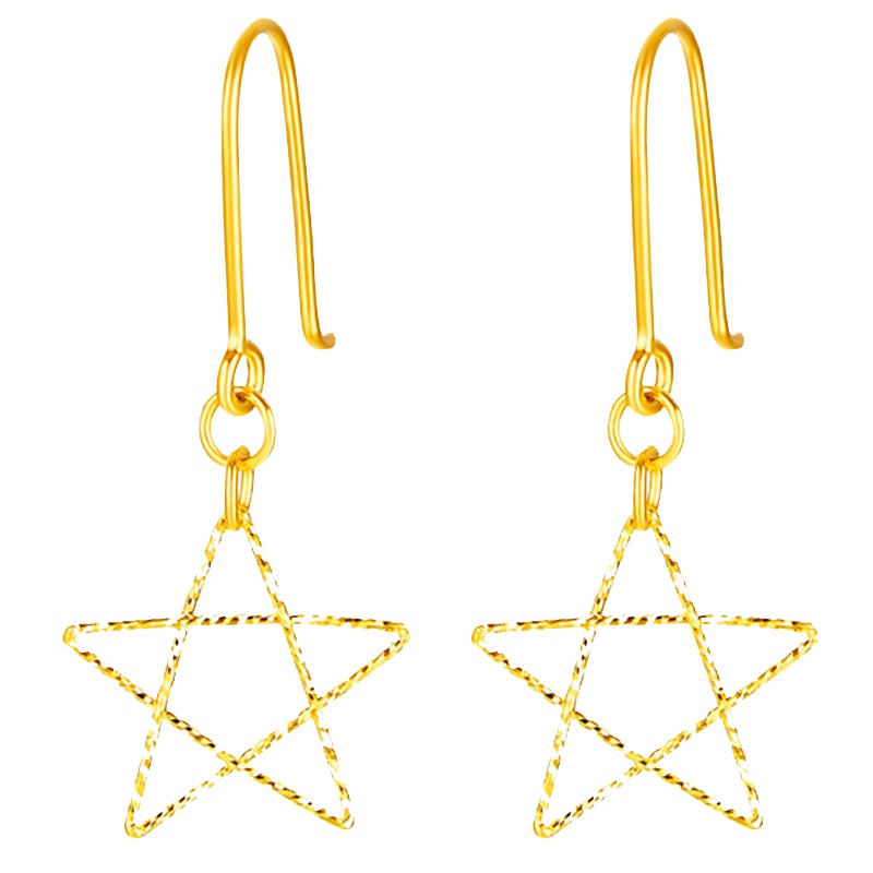 手拉手珠宝 5G黄金工艺五角星耳钩 黄金足金耳环耳饰女款