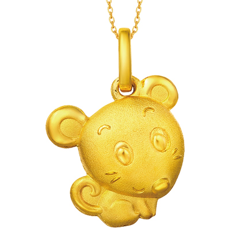 礼品周大福珠宝首饰生肖鼠足金黄金吊坠计价（工费58元）F199493