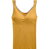 俞兆林2020新款秋冬保暖背心女V领撞色单层毛圈绒保暖内衣女带胸垫马甲上衣