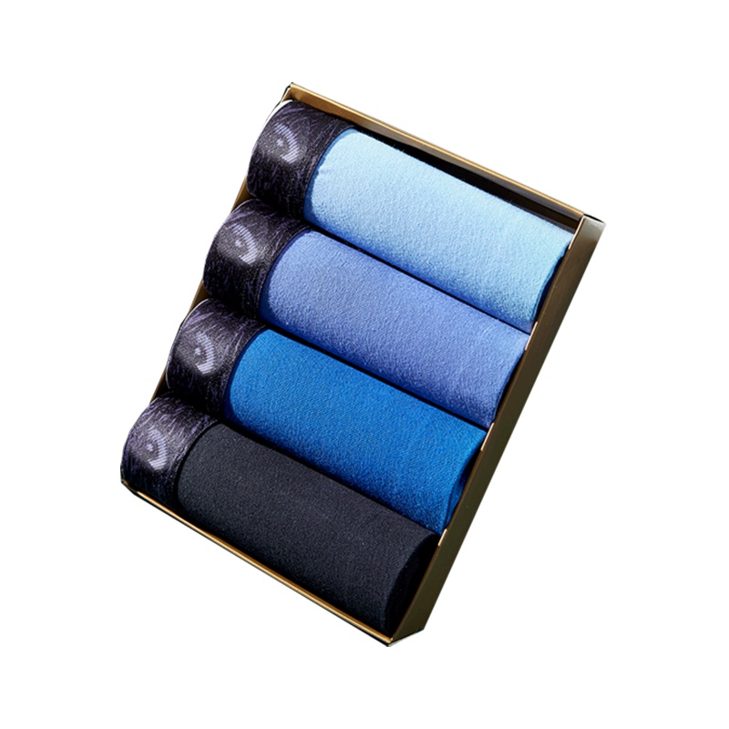 七匹狼 4条装明筋印花舒适棉氨中腰平角男士内裤男