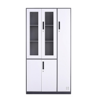 东港家具 窄边套色钢制加厚员工铁皮更衣柜储物寄存包鞋柜泳池车间职工宿舍浴室换衣柜多门带锁柜灰白色可定制窄边五门档案更衣柜