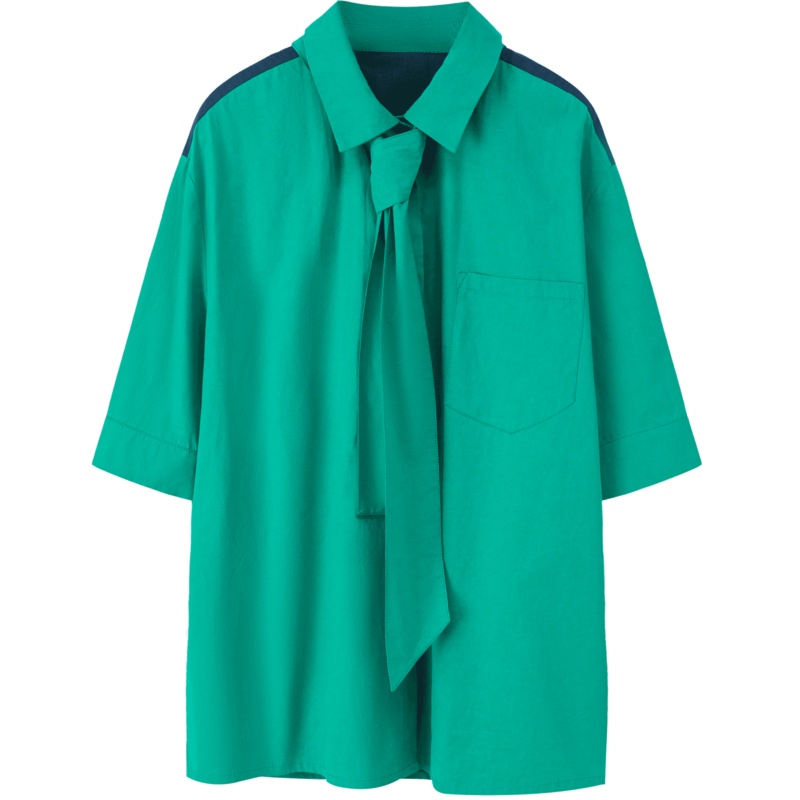 OtherMix王炸拼接衬衫女2021年早秋短袖薄款潮酷小众设计感衬衣潮