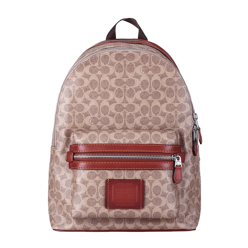 COACH 蔻驰 奢侈品 男士专柜款卡其色PVC双肩背包