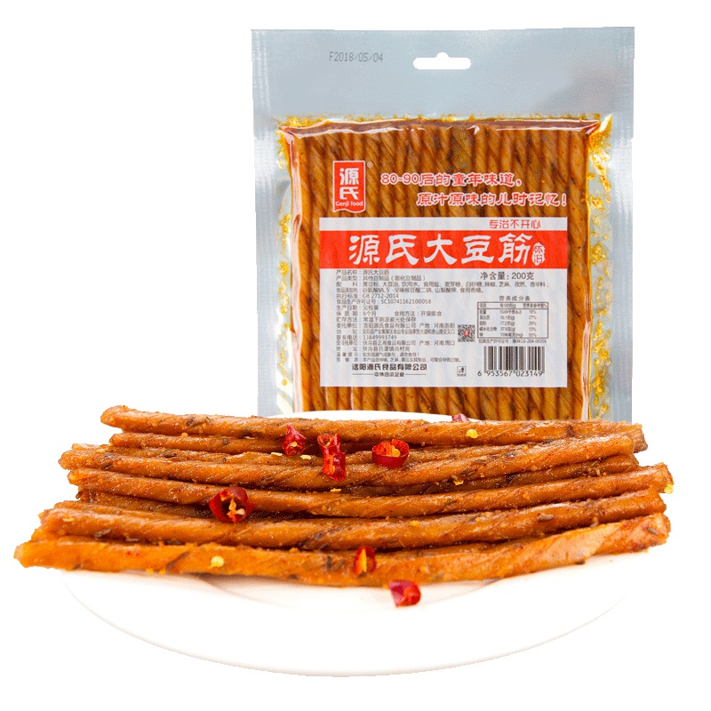 源氏大豆筋豆卷休闲零食香辣味200g*3袋