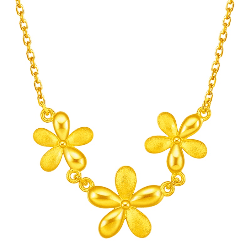 梦金园黄金项链足金999 原创 桃花之恋系列 套链锁骨链女款