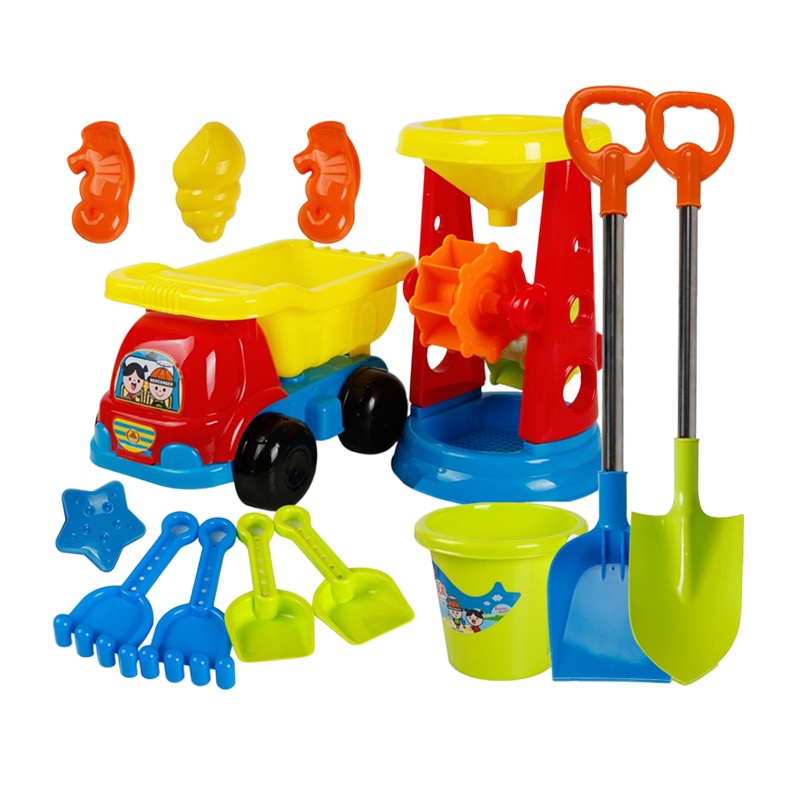 儿童沙滩玩具套装宝宝洗澡戏水玩沙子挖沙漏铲子工具 双大铲13件套