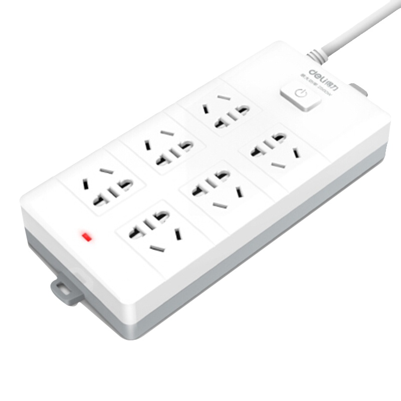 得力18260新国标安全插座/插排/插线板/接线板/排插/拖线板 总控开关 儿童保护门 6组合孔3米