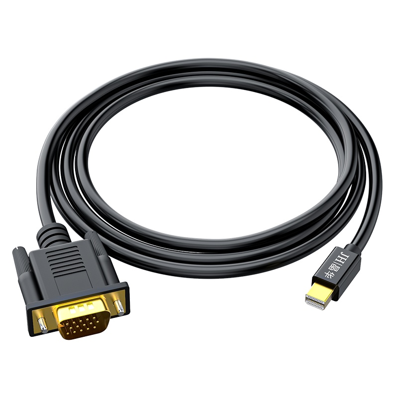 晶华 Mini DP转VGA转换器线 高清雷电迷你DP 苹果Mac微软Surface连接投影仪黑色1.5米Z619E