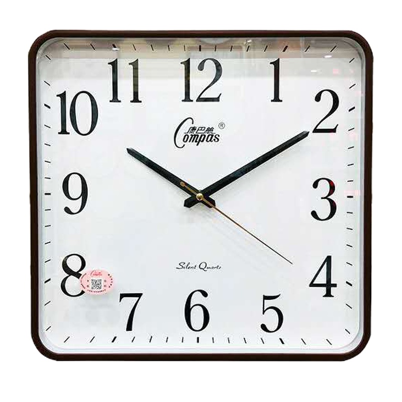 康巴斯简约客厅挂钟 静音石英钟/黑色边框