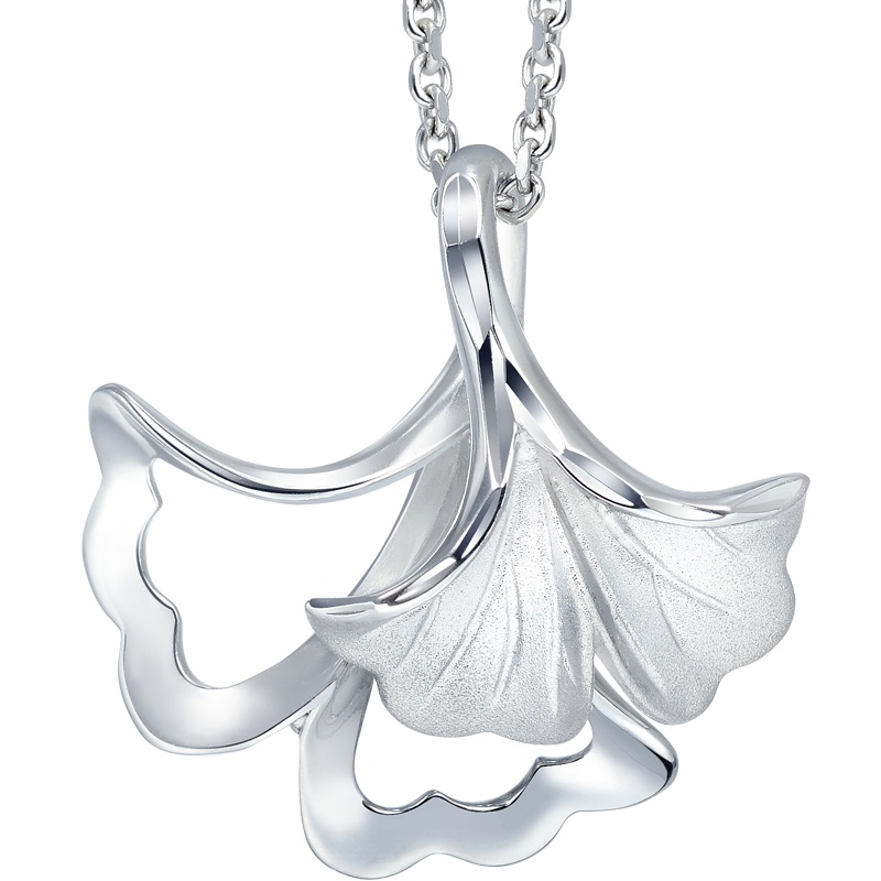 周生生(CHOWSANGSANG)Pt950铂金心影系列银杏吊坠女款不含项链 89534P 计价