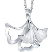 周生生(CHOWSANGSANG)Pt950铂金心影系列银杏吊坠女款不含项链 89534P 计价