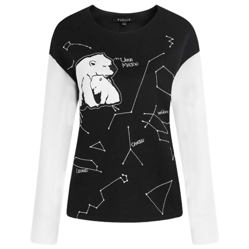 【福利款】拉夏贝尔Puella普埃拉秋装新款休闲圆领印花T恤长袖女20008870