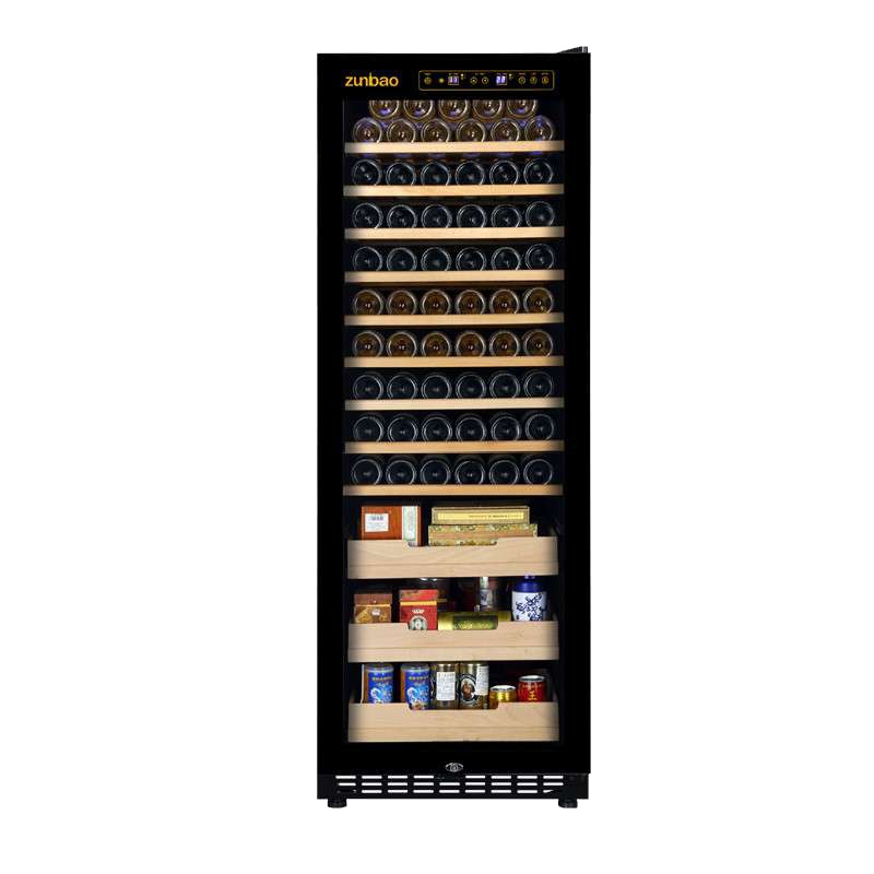 尊堡 BJ-508A 智能恒温酒柜 玻璃展示冷藏红酒柜茶叶饮料药物柜移动酒窖 棕木纹 满配